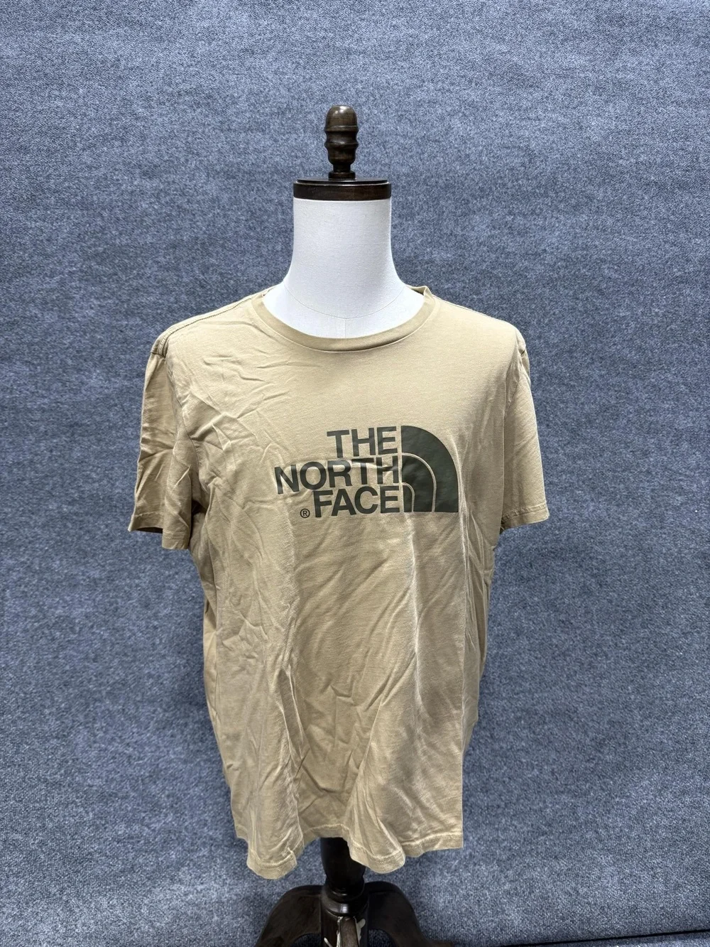 The North Face Shirt Mens XL Beige Big Logo Cotton Graphic Tee Short Sleeve